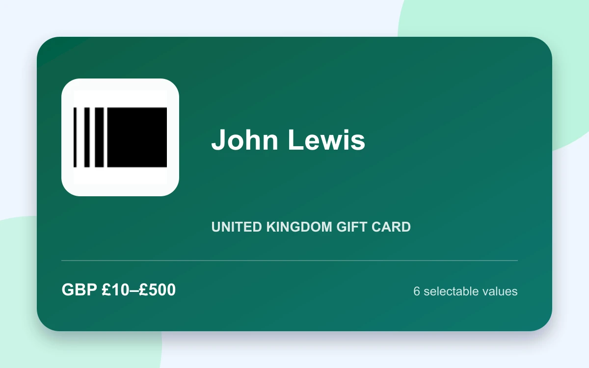 John Lewis Gift Card — United Kingdom product image John Lewis Gift Card — United Kingdom - United Kingdom gift card product image