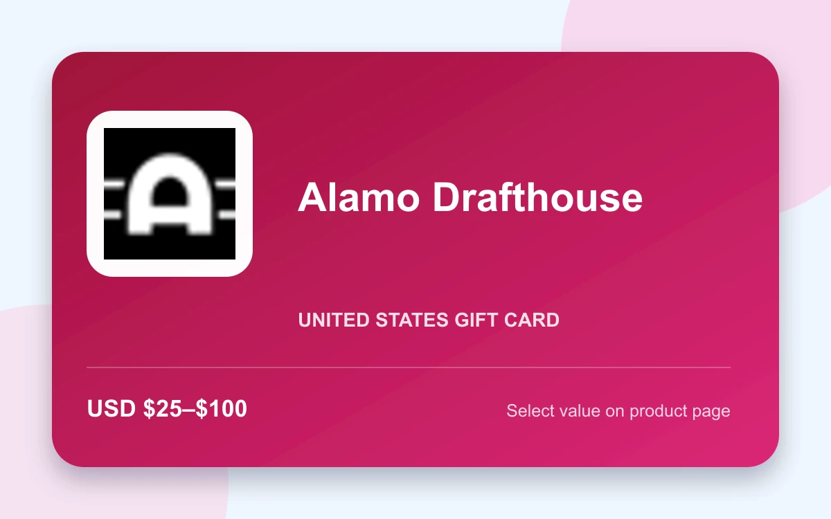 Alamo Drafthouse Gift Card product image Alamo Drafthouse Gift Card — U.S. gift card product image