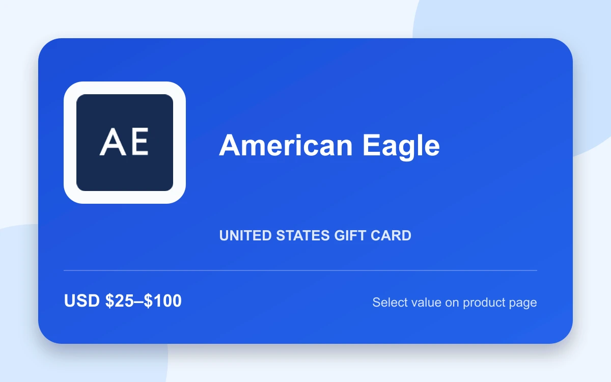 American Eagle Gift Card product image American Eagle Gift Card — U.S. gift card product image