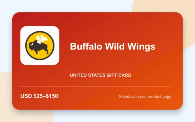 Buffalo Wild Wings Gift Card — U.S. gift card product image