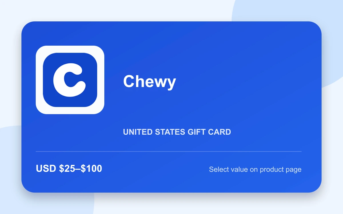 Chewy Gift Card product image Chewy Gift Card — U.S. gift card product image