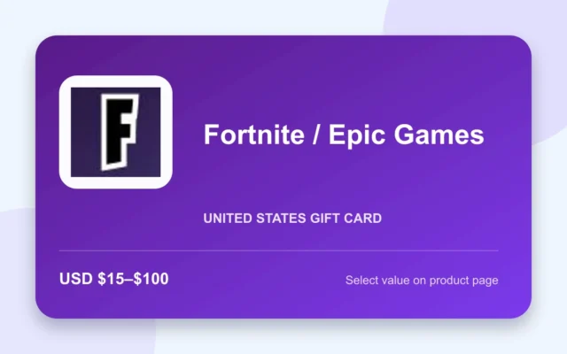 Fortnite / Epic Games Gift Card — U.S. gift card product image