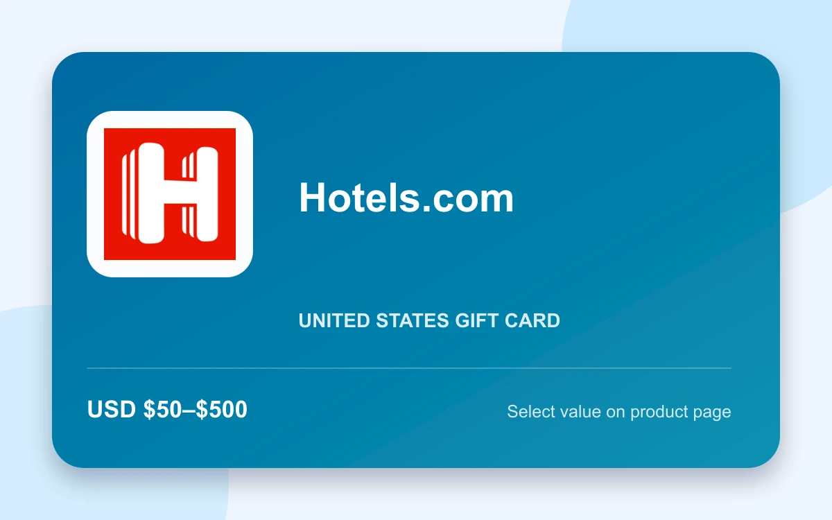 Hotels.com Gift Card product image Hotels.com Gift Card — U.S. gift card product image