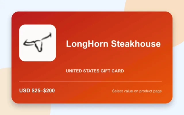 LongHorn Steakhouse Gift Card — U.S. gift card product image