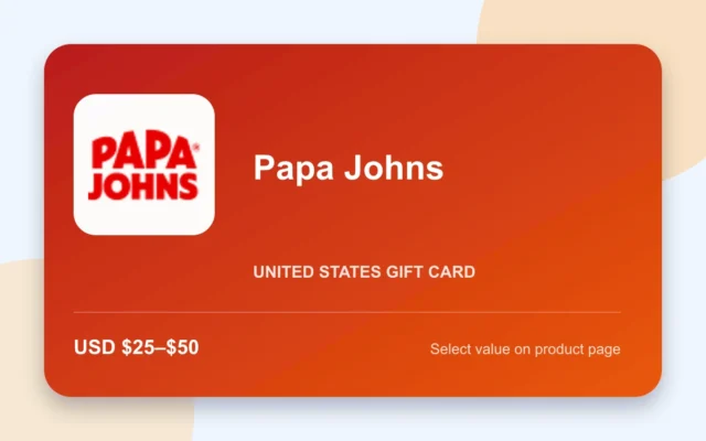 Papa Johns Gift Card — U.S. gift card product image